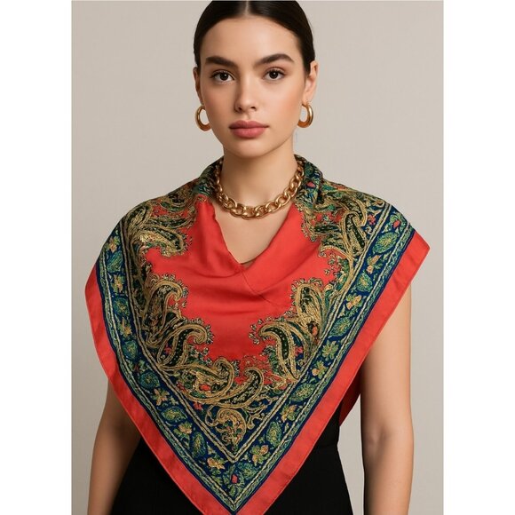 Aker, vintage silk scarf Size 34''x34'' - Picture 3 of 9